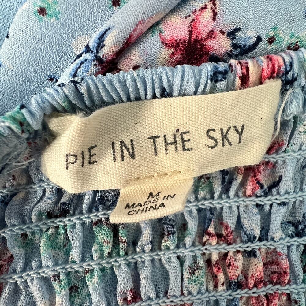 Pie In The Sky Smocked Lace Up Puff Sleeve Floral Maxi Dress M Cottage Prairie - Picture 3 of 15
